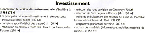 budget 2013 investissement